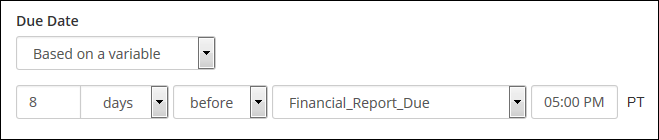 Example due date configuration