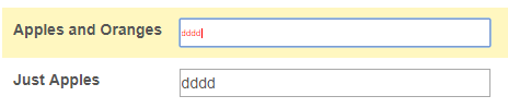 Single line field with non-default font for text input.