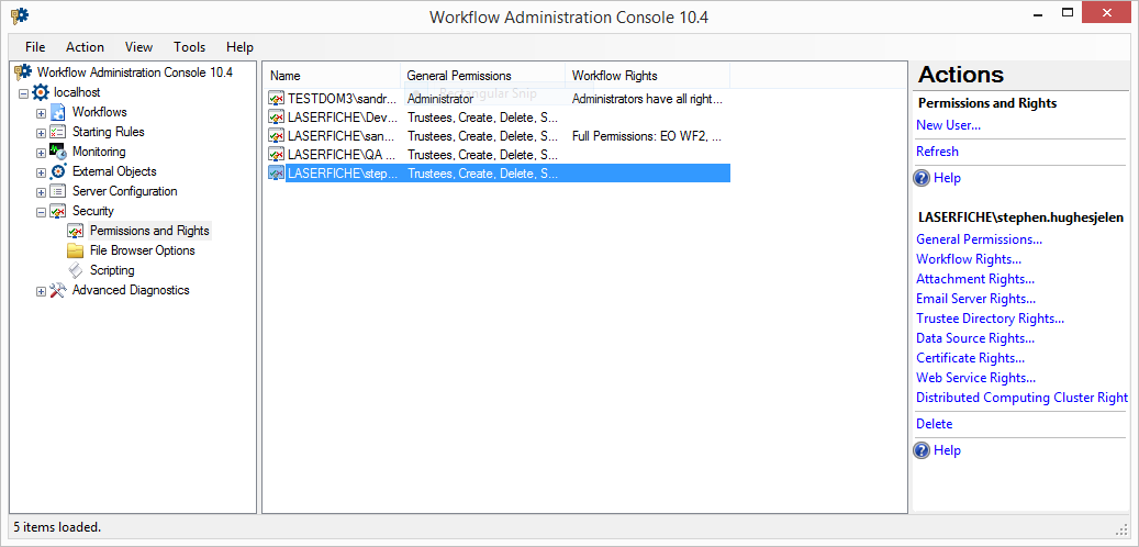 Permissions and Rights Node