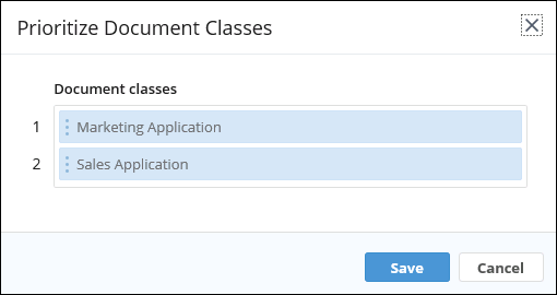 Prioritize Document Classes dialog box