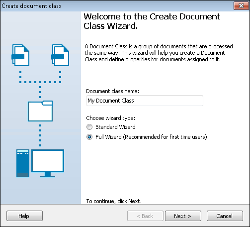 Creating a Document Class Using the Full Wizard