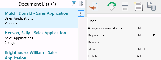 Rename a document in the Document List.