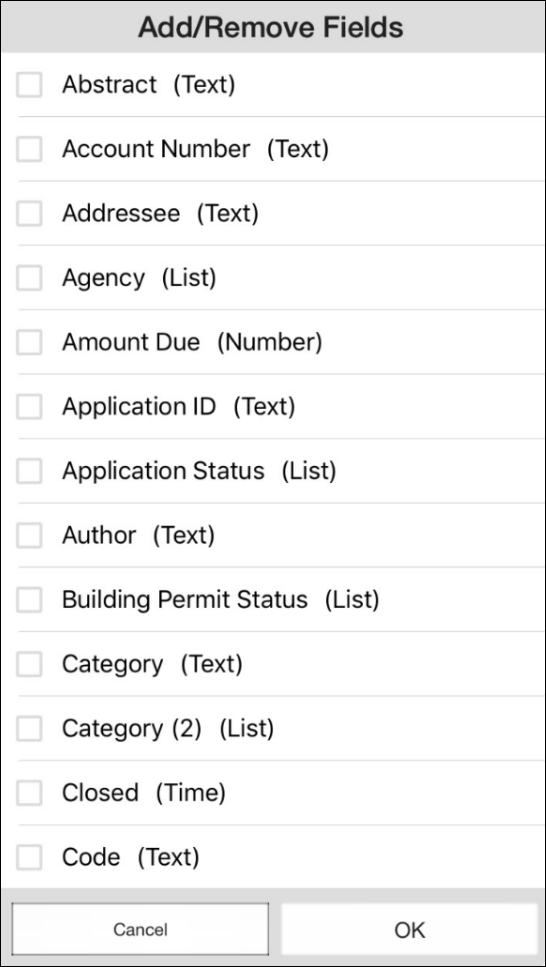 Add/Remove Fields