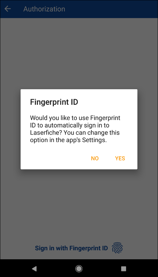 Tap Yes to sign in with Fingerprint ID
