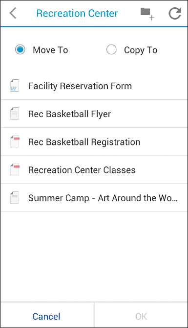 Move or Copy Documents