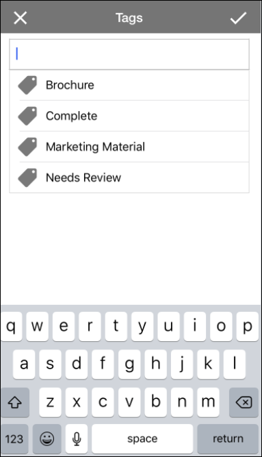 Tags dialog