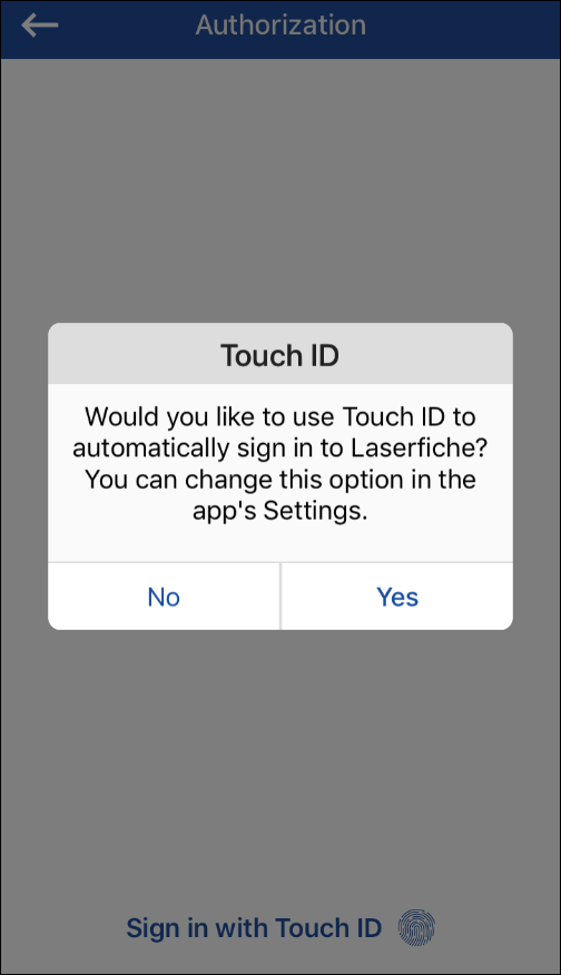 Tap Yes if you want to sign in using Touch or Face ID