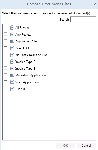 Choose Document Class dialog box