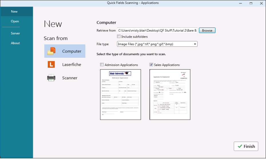 New workspace configured with Universal Capture