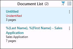 Unidentified document in the Document List Pane.