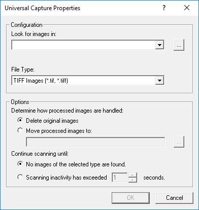 Universal Capture Properties dialog box