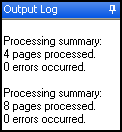 Output log pane