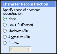 Character Reconstruction section
