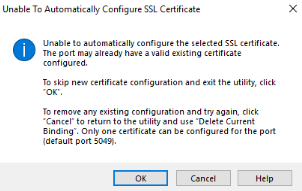 Unable to Automatically Configure TLS Certificate Error
