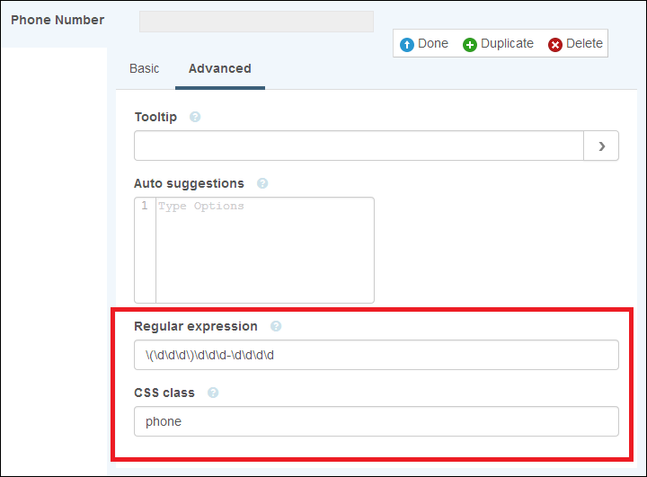Regular expression and CSS class options