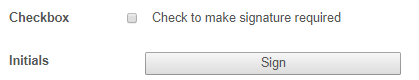 Form with checkbox that makes signature field required when checkbox is selected.