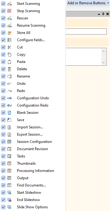 Add or remove toolbar buttons