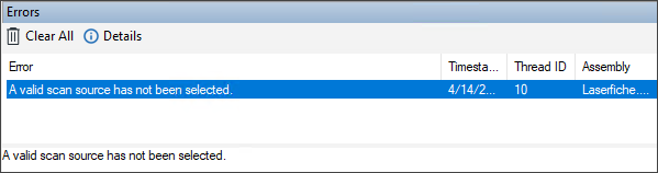 Application Errors Pane