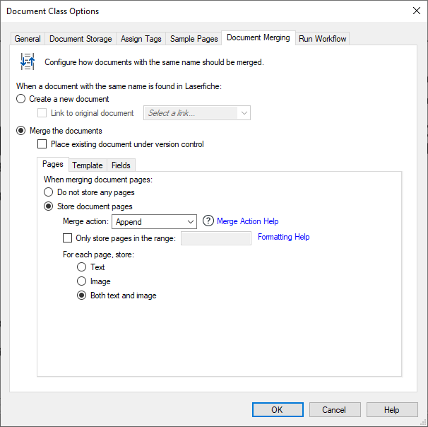 Document Class Merging Pages options