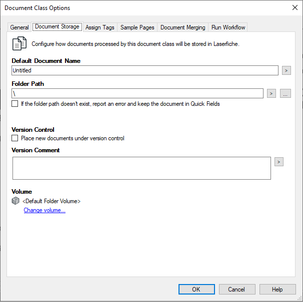 Document Class Storage options