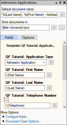 Document Class Tasks Pane