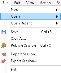 Select "Export session" from the "File" menu Export Session