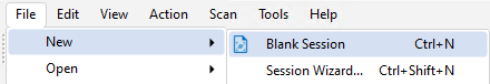 Blank Session option from the File menu