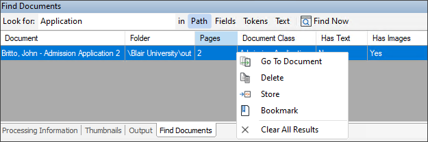 Find Documents Context Menu