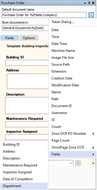 Token menu