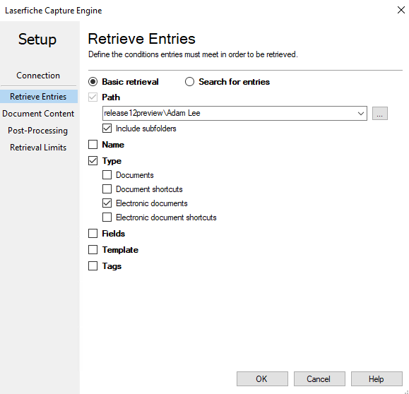 Laserfiche Capture Engine Retrieve Entries - Basic Retrieval