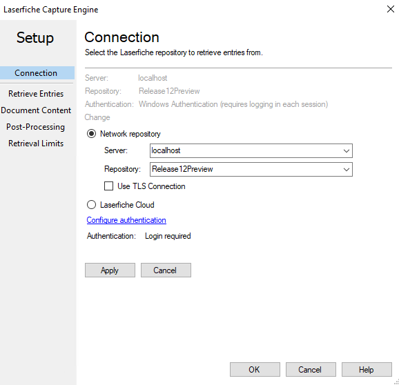 Laserfiche Capture Engine Connection