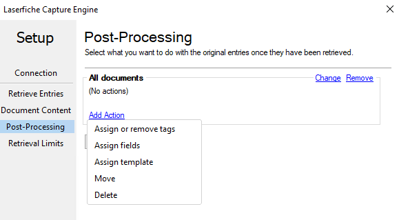 Laserfiche Capture Engine Post-Processing - Add Action