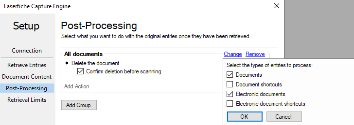 Laserfiche Capture Engine Post-Processing - Add Group
