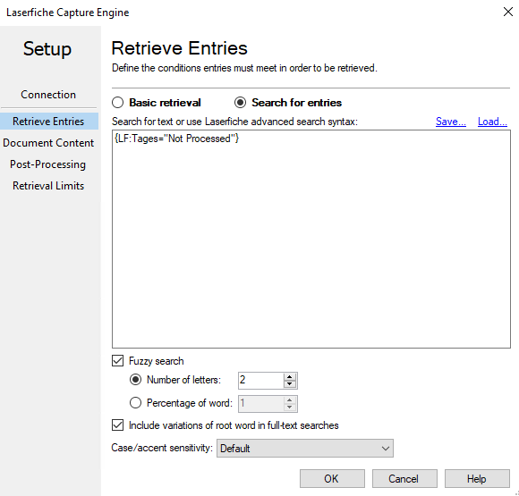 Laserfiche Capture Engine Retrieve Entries - Search for entries