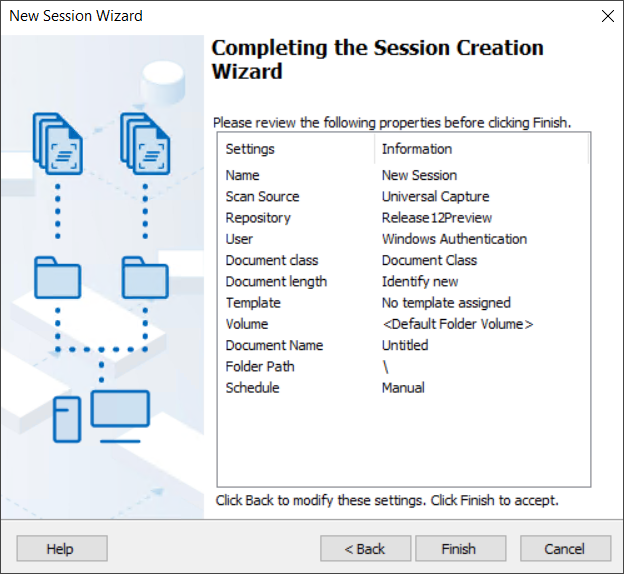 Completing the Session Creation Wizard