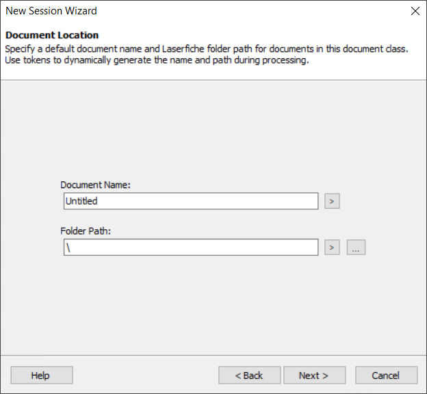 New Session Wizard - Document Location