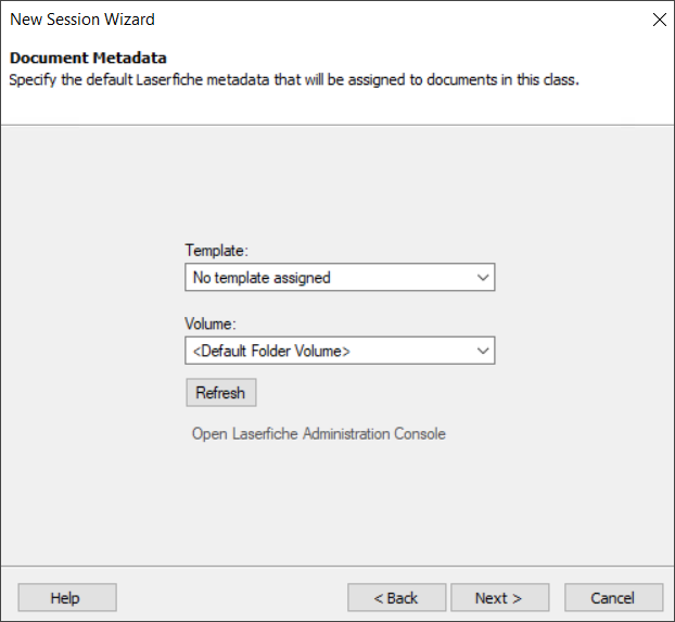New Session Wizard - Document Metadata