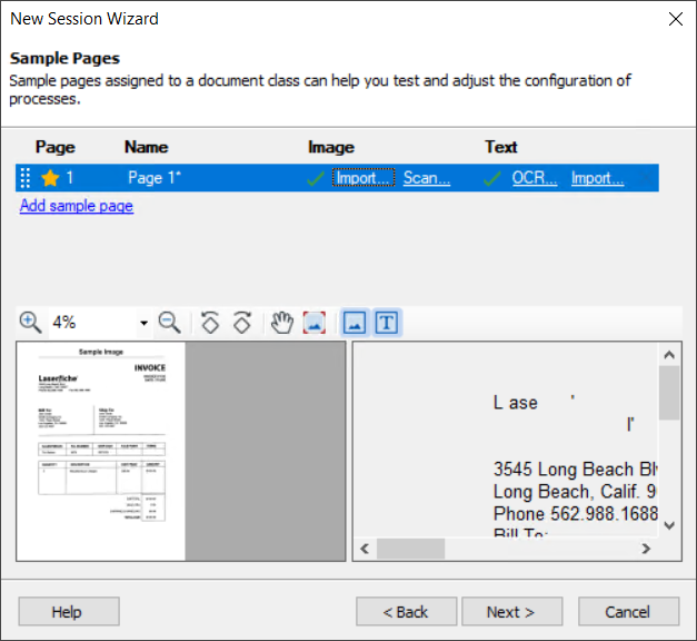 Configure the sample pages to use to configure your session.