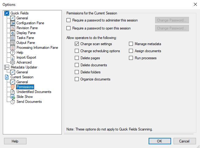 Current Session Permission Options