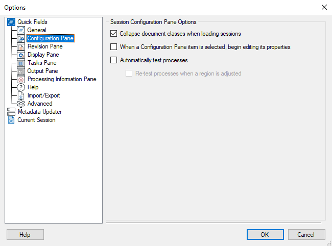 Customize Quick Fields Configuration Pane Options