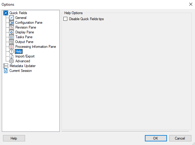 Quick Fields Help Options