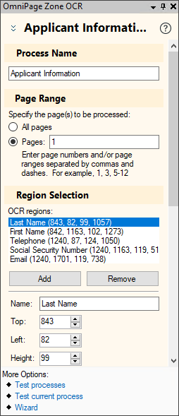 Process Configuration Wizard