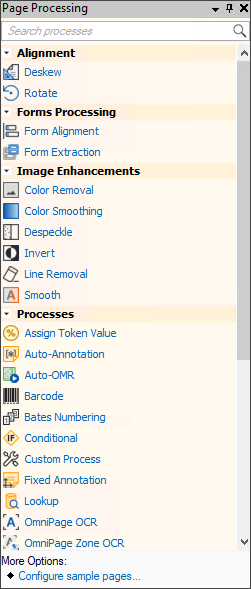 Page Processing in the Tasks Pane
