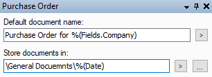 Example use of tokens to name documents and folders
