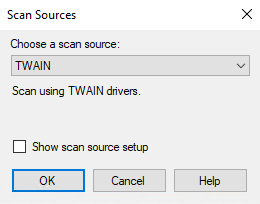 Scan Sources dialog box