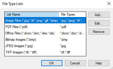 File Type Lists