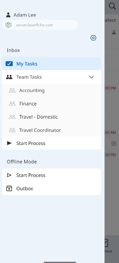 View tasks and start processes using the Forms app.