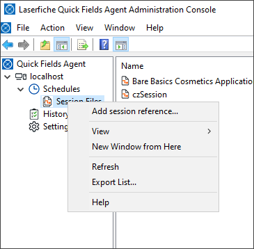 Select Add session reference from the context menu