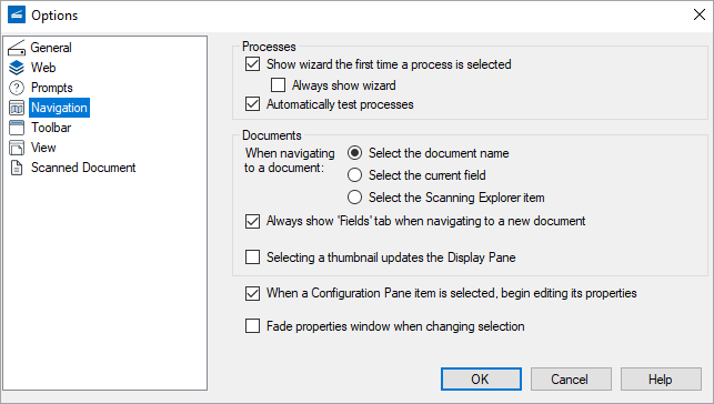 Scanning Navigation Options