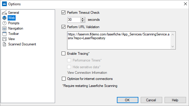 Scanning Options - Web